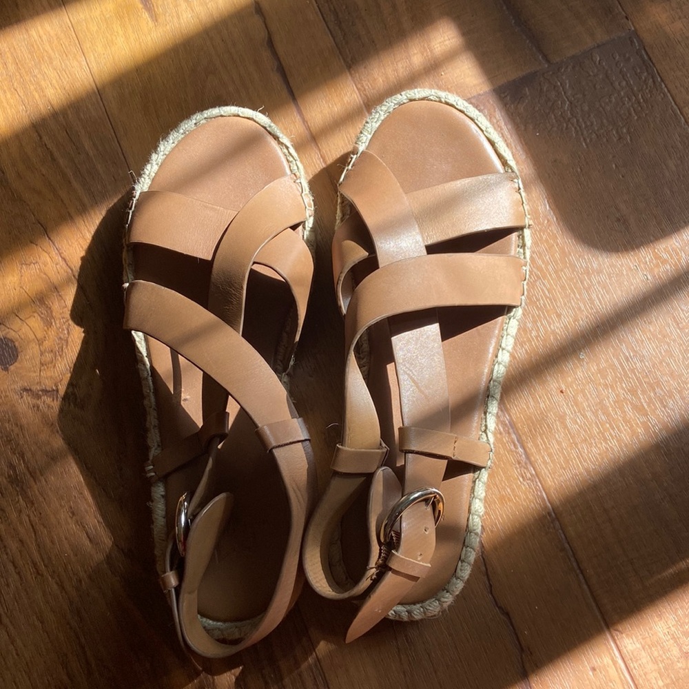 Marc Fisher Size 7.5 Camel Colored Espadrille San… - image 1